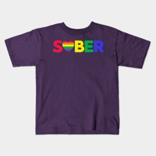 Sober Rainbow Heart Kids T-Shirt